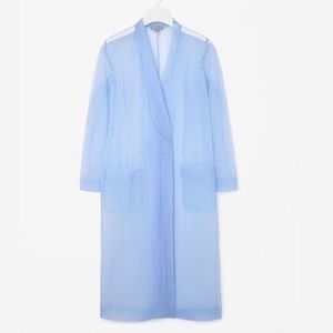 COS Sheer Long Coat, size 4 lilac-blue